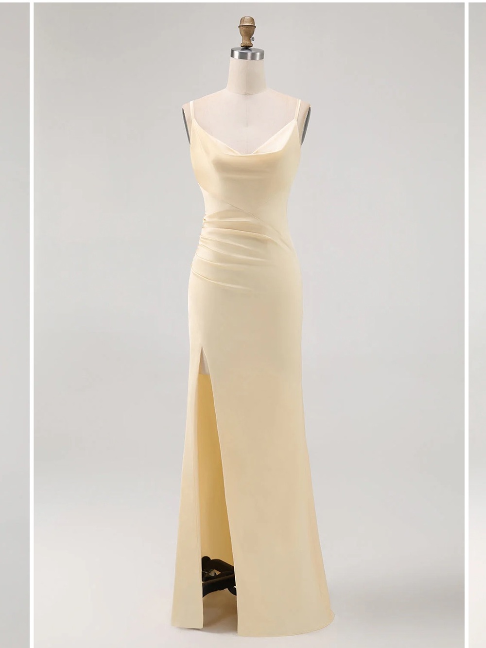 Champagne Sheath Dress with Front Slit